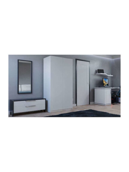 Double Door Wardrobe White 90x50x180cm