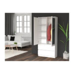 Δίφυλλη Ντουλάπα με Καθρέπτη White 116x50x180cm