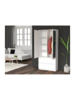 Δίφυλλη Ντουλάπα με Καθρέπτη White 116x50x180cm
