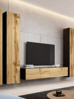 TV Stand Vigo 180 Black Wotan Oak L180xD30xH40cm