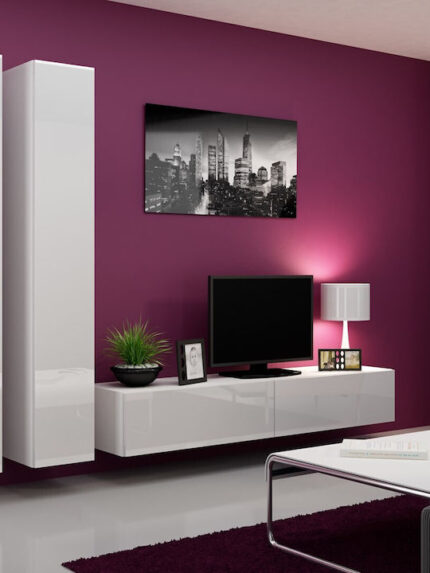 TV Stand Vigo White / White Gloss M180xD30xH40cm