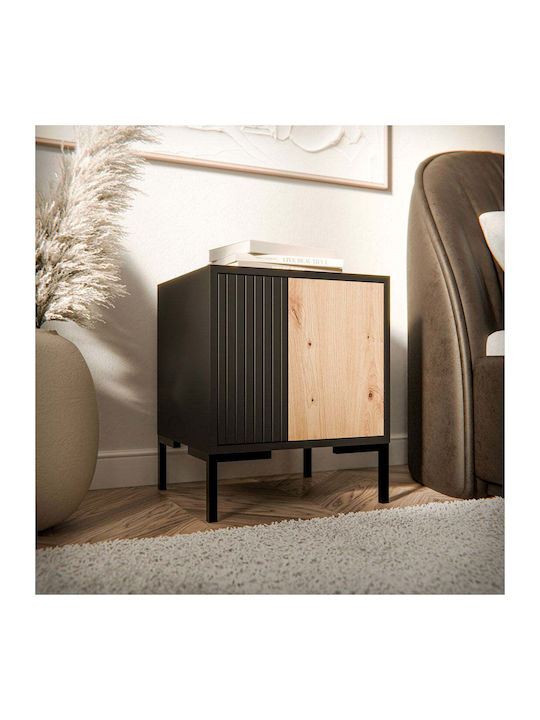 fixedratio_20260406143654_komodina_xylina_me_metallika_podia_mayra_2tmch_44x40x52_5cm_szncmmpme0021.jpeg Bedside Tables Wooden with Metal Legs Black 2 Pieces 44x40x52.5cm - Image 1