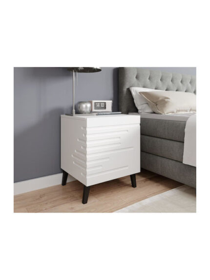 Nova Szf Wooden White Bedside Table 44x40x52cm