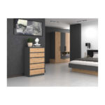Wooden Chest of Drawers with 5 Drawers Antracyt 70x40x112cm