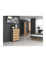 Wooden Chest of Drawers with 5 Drawers Antracyt 70x40x112cm