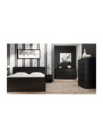 Wooden Chest of Drawers with 6 Drawers Black 138x40x77cm