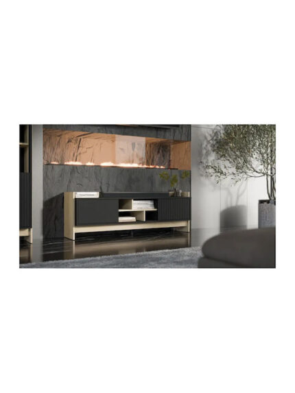 Sideboard Wooden Oak/black 150x38x50cm