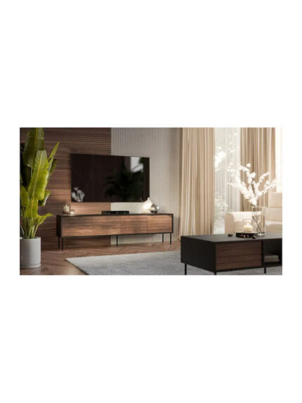 Sideboard Wooden Black/walnut 200x40x55cm