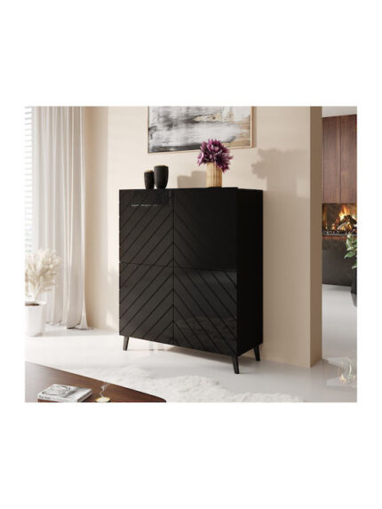 Sideboard Abeto Wooden Black 100.5x40x121.5cm