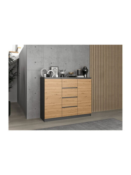 Sideboard Wooden with Drawers Anthracite 120x40x97cm