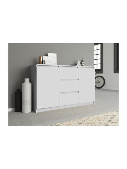 2D3S Wooden Buffet with Drawers White L120xW40xH97cm