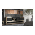 Sideboard Wooden Oak/black 190x38x50cm