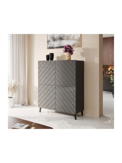 Abeto Wooden Sideboard Gray 100.5x40x121.5cm