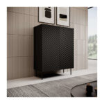 Sideboard Wooden Black 98x45x127cm