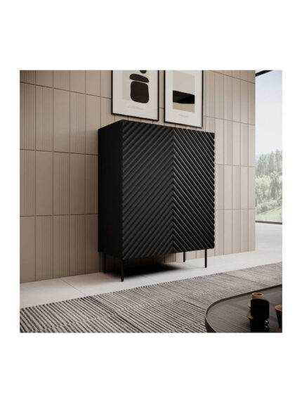 Sideboard Wooden Black 98x45x127cm