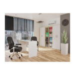 Oliv Office Storage Chipboard Cabinet Sonoma/White L74xW35xH180cm