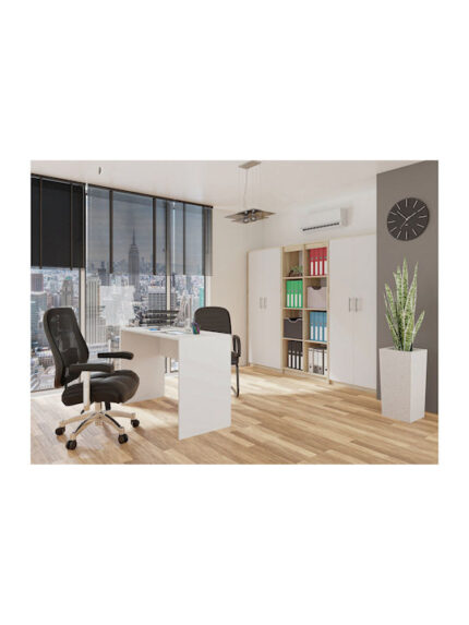 Oliv Office Storage Chipboard Cabinet Sonoma/White L74xW35xH180cm