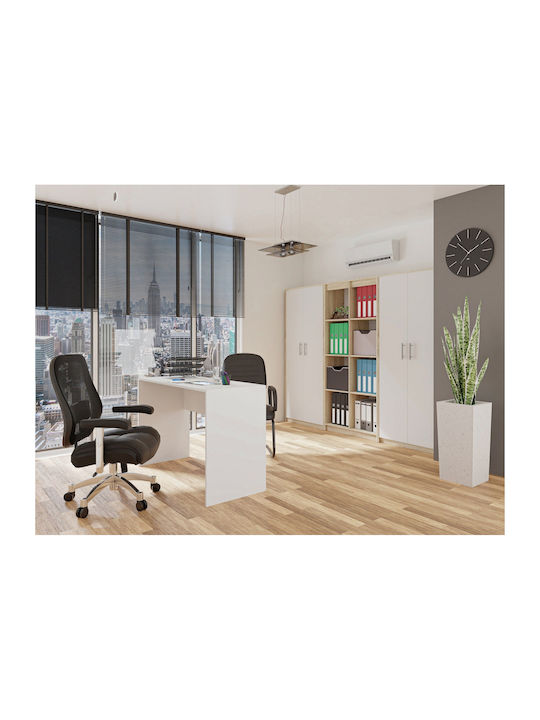 fixedratio_20260423161022_ntoulapi_grafeiou_xylino_oliv_sonoma_white_74x35x180cm.jpeg Oliv Office Storage Chipboard Cabinet Sonoma/White L74xW35xH180cm - Image 1