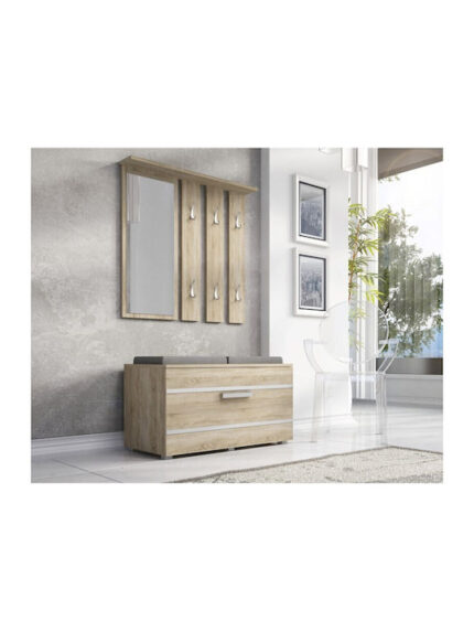 Entry Furniture with Mirror / Hanger / Shoe Rack & Bench Sonoma 85x45x35cm