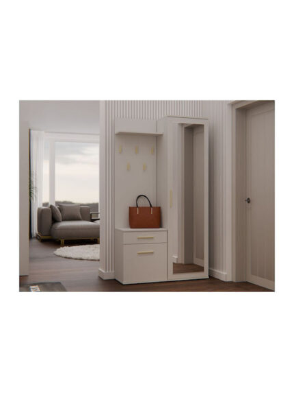 Entry Furniture with Mirror / Hanger / Shoe Rack & Wardrobe 100x35x180cm