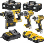 Dewalt Set Impact Drill Driver & Impact Screwdriver & Hammer Brushless 18V with 3 Batteries 5Ah and Case
