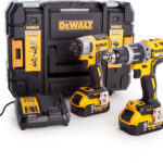 Dewalt Set Impact Drill Driver & Impact Screwdriver Brushless 18V with 2 Batteries 5Ah and Case