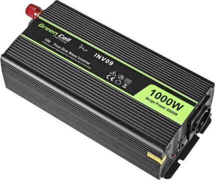 Green Cell Car Inverter Pure Sinewave 2000W to Converter 12V DC in 230V AC with 1xUSB
