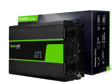 Green Cell Car Inverter Pure Sinewave 1500W to Converter 24V DC in 230V AC with 1xUSB