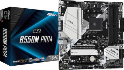 ASRock B550M Pro4 Motherboard Micro ATX with AMD AM4 Socket 90-MXBDK0-A0UAYZ