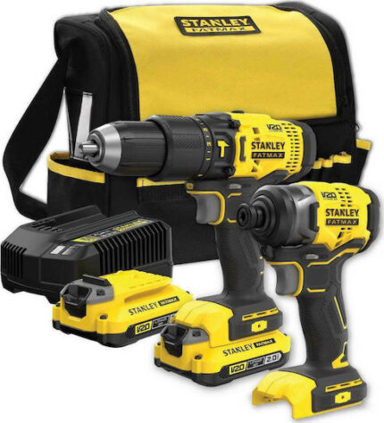Stanley Set Impact Drill Driver & Impact Screwdriver 18V with 2 Batteries 2Ah and Case