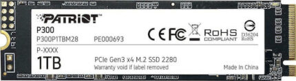 Patriot P300 SSD 1TB M.2 Type with PCI Express 3.0 Connection P300P1TBM28