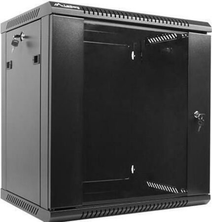 Lanberg WF01-6412-10B Wall Mounted Rack Cabinet 12U 60x45x64cm Black WF01-6412-10B