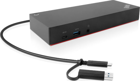 xlarge_20211104121510_lenovo_thinkpad_hybrid.jpeg Lenovo ThinkPad Hybrid USB-A / USB-C Docking Station with HDMI/DisplayPort 4K PD Ethernet and Support for 2 Monitors Black - Image 1