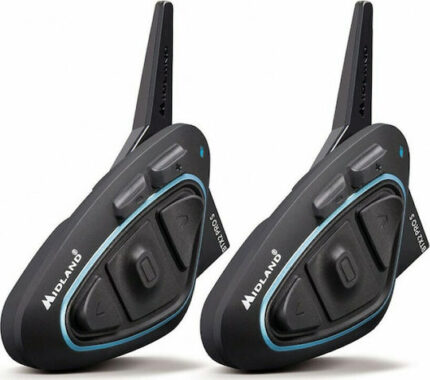Midland BTX2 Pro S LR Διπλή Ενδοεπικοινωνία για Κράνος Μηχανής με Bluetooth