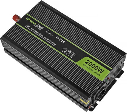 Green Cell Car Inverter Modified Sinewave 2000W to Converter 12V DC in 230V AC with 1xUSB
