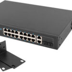 Lanberg RSFE-16P-2C-250 Unmanaged L2 PoE+ Switch with 16 Gigabit (1Gbps) Ethernet Ports and 2 SFP Ports