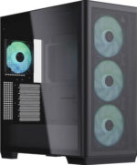 APNX C1 Gaming Midi Tower Computer Case with Side Window and RGB Lighting Black