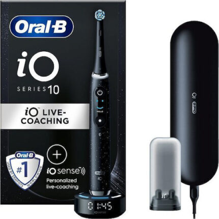 Oral-B iO Series 10 Electric Toothbrush with Timer, Pressure Sensor, and Travel Case Black