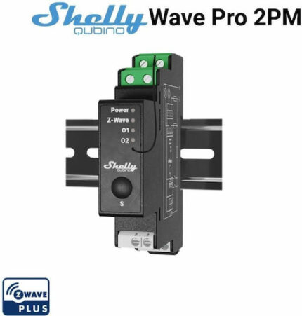 Shelly Qubino Wave Pro 2PM Smart Z-Wave Rail Relay 2 Contacts 16A (25 Total) With Consumption Measurement