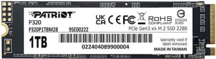 Patriot Viper P320 SSD 1TB M.2 Type with PCI Express 3.0 Connection P320P1TBM28
