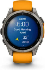 Garmin Fenix 8 Titanium 47mm Waterproof Smartwatch with Heart Rate Monitor (Sapphire, Titanium With Spark Orange/Graphite Silicone Band)