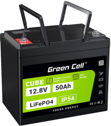 Green Cell Replacement Battery 50Ah 12.8V 640Wh for Electric Scooter in Black Color