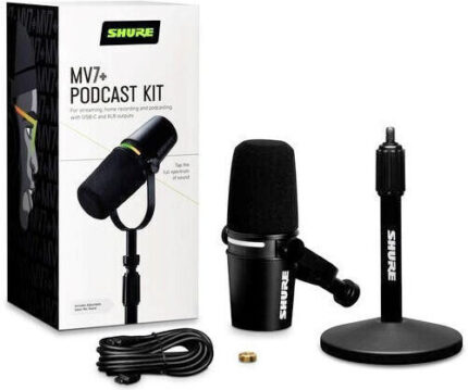 Shure MV7+ Set Δυναμικό Microphone XLR / USB Clip On for Vocals Bundle