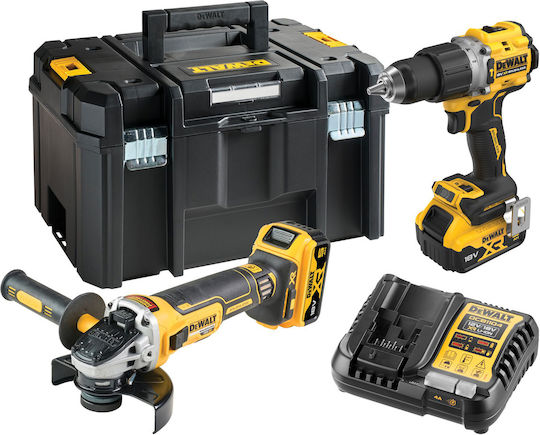 DEWALT Set Angle Wheel & Impact Drill Driver Brushless 18V with 2 Batteries 5Ah and Case - Image 1