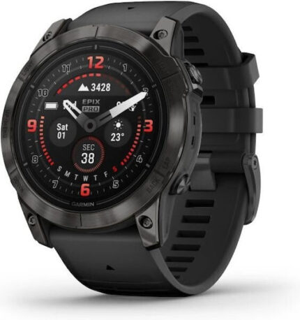 Garmin Fenix E Stainless Steel 47mm Waterproof Smartwatch with Heart Rate Monitor (Slate Grey Steel with Black Silicone Band)