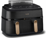 Philips Air Fryer with Double Detachable Bucket 9lt Black NA552/00