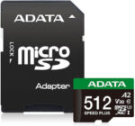 Adata microSDXC 512GB U3 V30 A2 100MB/s με αντάπτορα