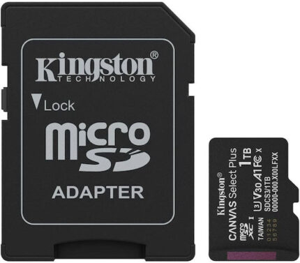 Kingston Canvas Select Plus microSDHC 1TB U3 V30 A1 UHS-I 150MB/s με αντάπτορα