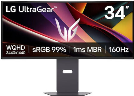 LG UltraGear Ultrawide VA HDR Curved Monitor 34" QHD 3440x1440 160Hz with Response Time 5ms GTG