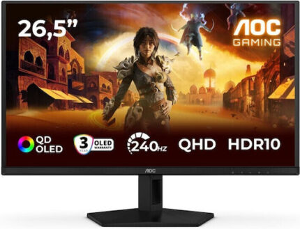 AOC Q27G41ZDF QD-OLED HDR Gaming Monitor 25.6" QHD 2560x1440 240Hz with Response Time 0.3ms GTG